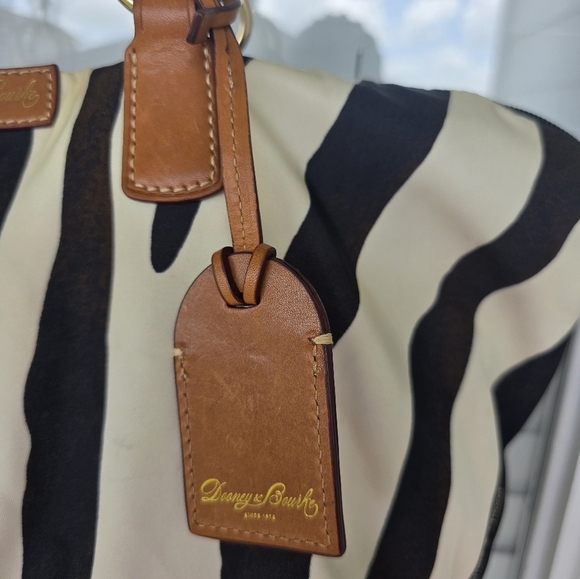 Vintage Dooney & Bourke Nylon Leather Trim Tote Bag Zebra Print Women - Picture 5 of 16